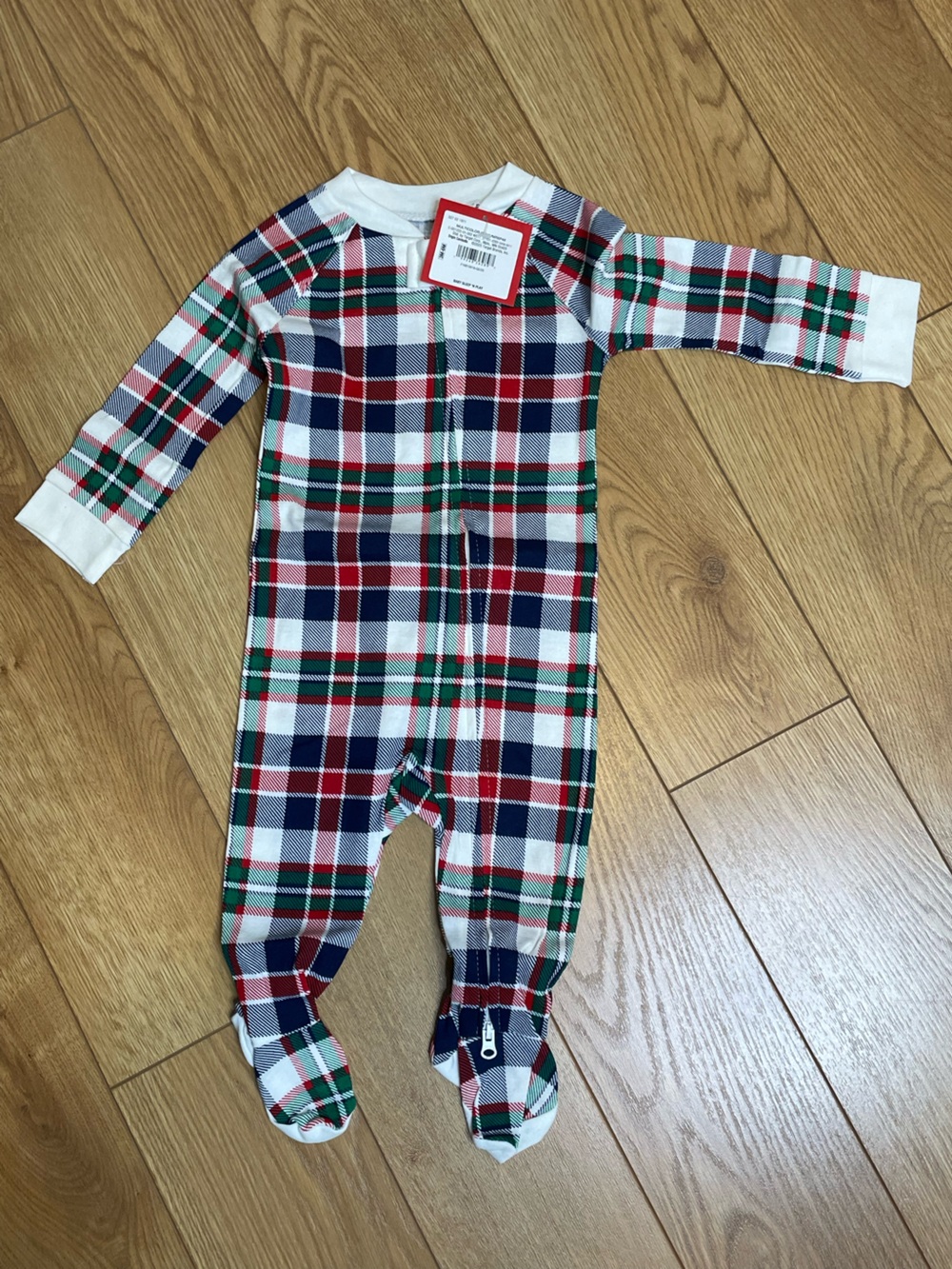 Wondershop Plaid Footed Baby One-Piece - Red, Navy, Green & White